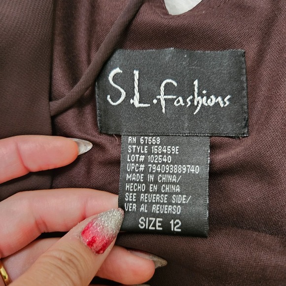 S.L. Fashions Sz 12 Y2k Brown Beaded Floral Embroidery Fairycore Whimsical Dress - Picture 9 of 10